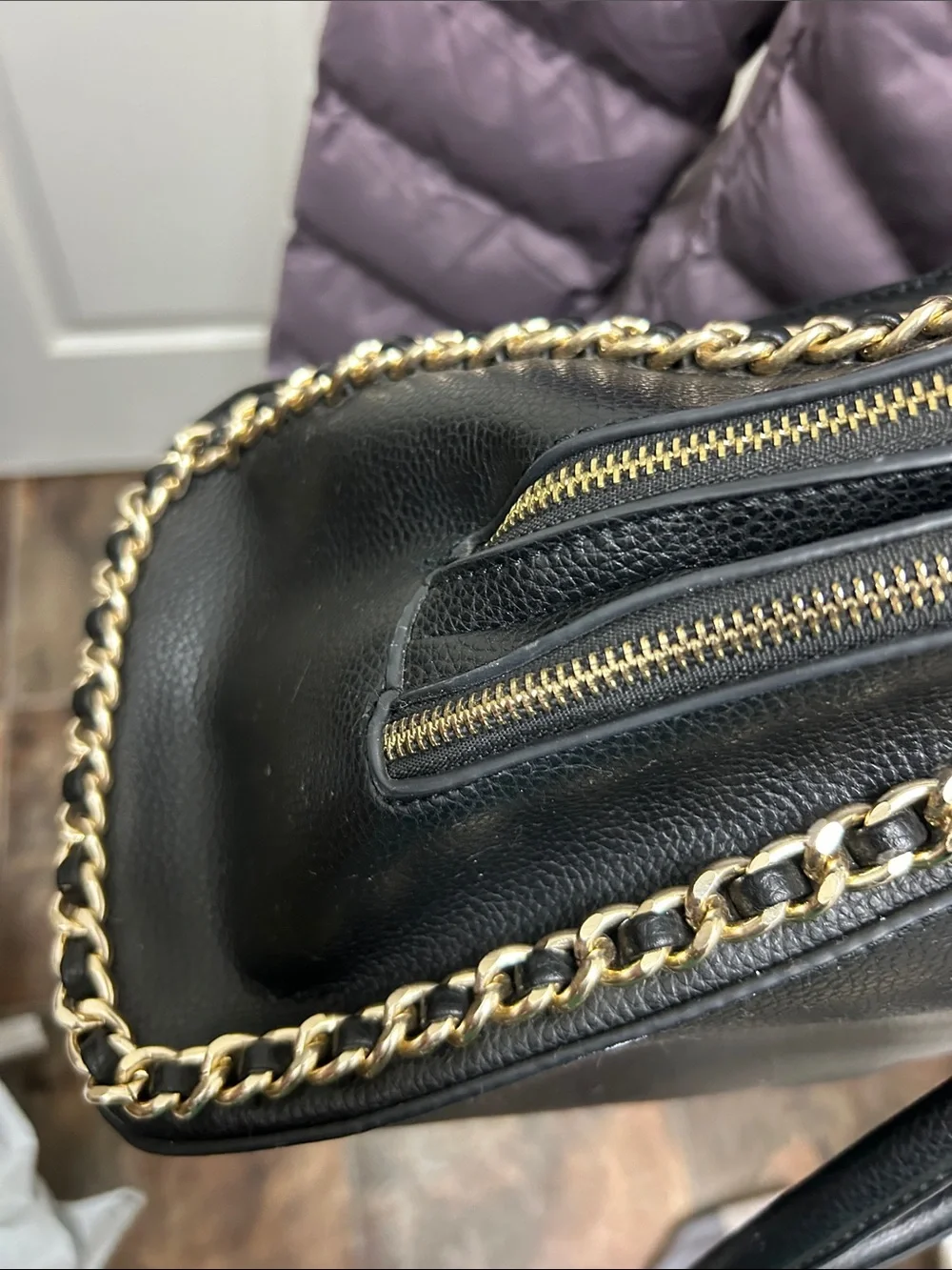 Marc New York Black Pebbled Leather Satchel with Gold Hardware